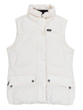 Oakley Y2K Womens Down Puffer Gilet Vest White, Nylon Shell FLAWS. Sz S.
